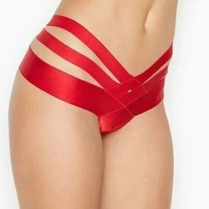 NWT Victoria's Secret Very Sexy Banded Strappy Cheeky Panty Lipstick Red